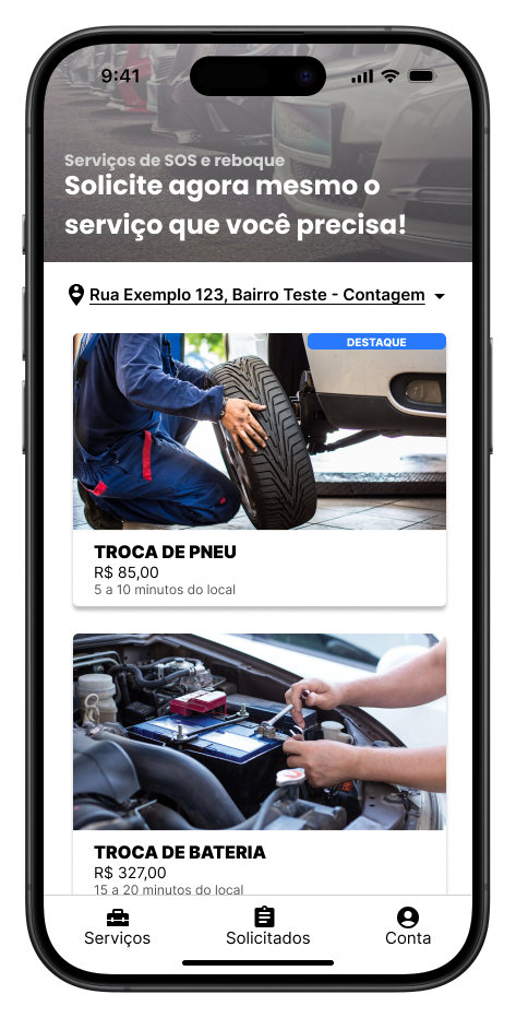 aplicativo de serviços automotivos